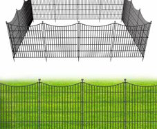 15 Panels No Dig Garden Fence  81 cm (H) X 1080 cm (L) Outdoor Decorative Tall Dog Fence for Yard, Animal Barrier, Rustproof Metal Garden Edging and Borders | Temporary Fencing Stakes