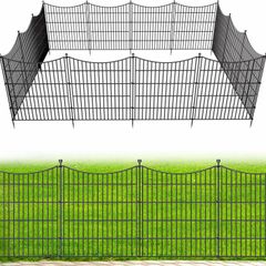 15 Panels No Dig Garden Fence  81 cm (H) X 1080 cm (L) Outdoor Decorative Tall Dog Fence for Yard, Animal Barrier, Rustproof Metal Garden Edging and Borders | Temporary Fencing Stakes