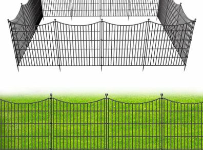 15 Panels No Dig Garden Fence  81 cm (H) X 1080 cm (L) Outdoor Decorative Tall Dog Fence for Yard, Animal Barrier, Rustproof Metal Garden Edging and Borders | Temporary Fencing Stakes