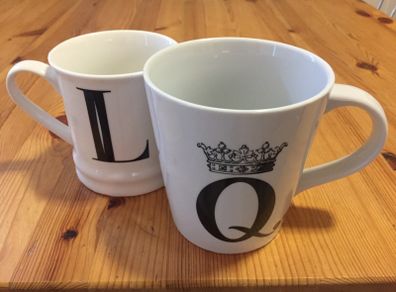Typographical Mug Pair Q and L