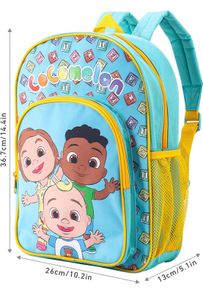 Cocomelon Kids Childrens Premium Backpack School Rucksack Travel Bag Boys Girls with side mesh pocket and front zipped pocket