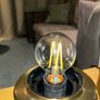 Brass/grey clear glass bedside table x2 Image 4