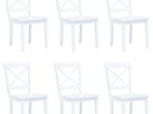 Dining Chairs 6 pcs White Solid Rubber Wood