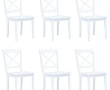 Dining Chairs 6 pcs White Solid Rubber Wood
