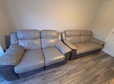 DFS Genuine Leather Recliner Sofa Suite and Footstool