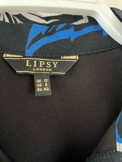 Lipsy Dress in Size 12 - worn only once, gorgeous shades of blue on black background