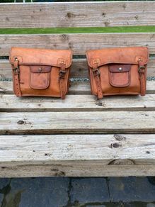 Leather saddlebags rustic tan