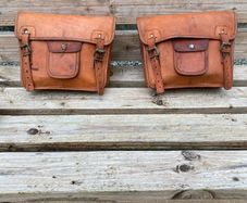 Leather saddlebags rustic tan