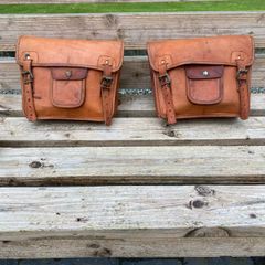 Leather saddlebags rustic tan