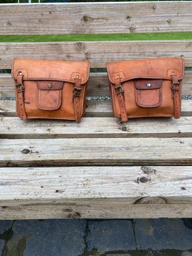 Leather saddlebags rustic tan