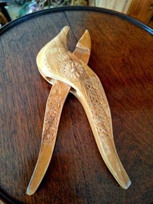 Folk art bird shaped nutcracker