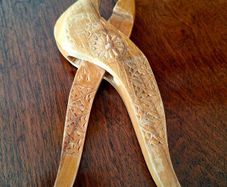 Folk art bird shaped nutcracker