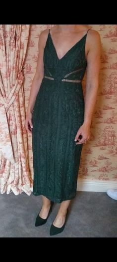 asos lace forest green dress uk6