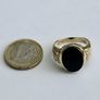Vintage Heavy 9ct Yellow Gold Gents Black Stone Ring Image 9