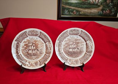 2 Fair Winds Plates   Alfred Meakin  The Friendship of Salem