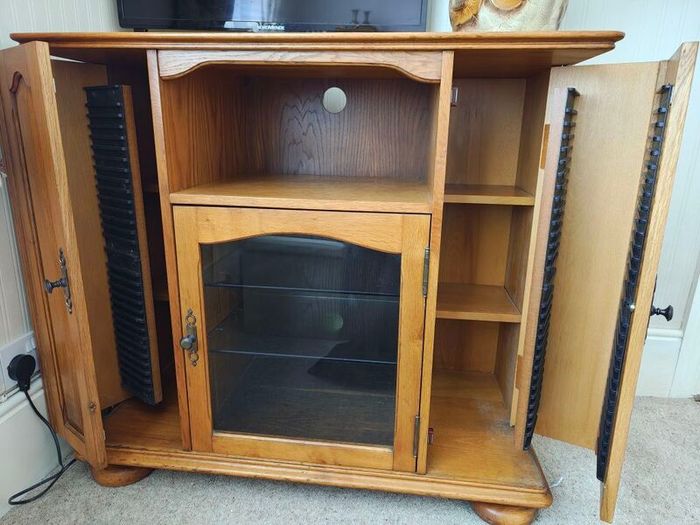 Solid Wood TV Media Cabinet with CD Storage