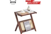 Rattan Coffee Table Z-Shaped Rattan Coffee Table 1-Tier for Living Room