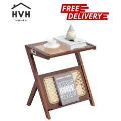 Rattan Coffee Table Z-Shaped Rattan Coffee Table 1-Tier for Living Room