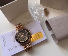 Michael Kors Bayville Chronograph Black Dial Gold Steel Strap Watch For Men - MK8726