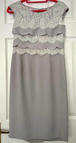 Light Grey Lace Detail Jaques Vert Dress - Size 10