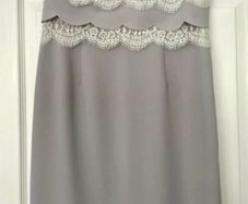 Light Grey Lace Detail Jaques Vert Dress - Size 10