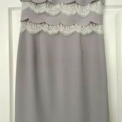 Light Grey Lace Detail Jaques Vert Dress - Size 10