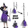 Witch costume with lights, Halloween, girl costume, carnival, cosplay, princess dress with witch broom and hat Image 4