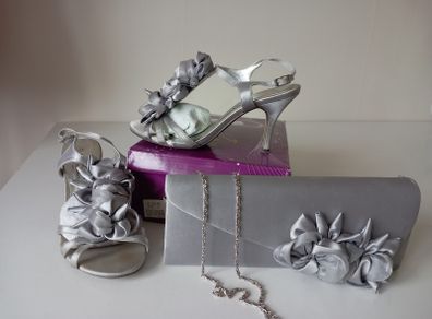 Silver sandals and bag