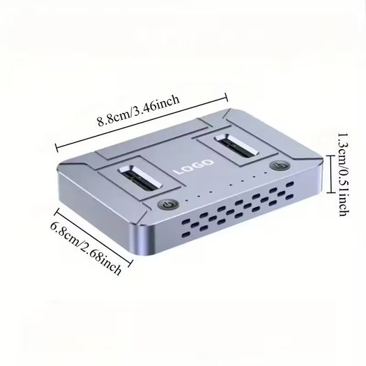 USB3. 2 Dual Disk NVME/SATA Dual Protocol Hard Drive Enclosure, Basic Offline Cloning and Copying Machine, Convenient External Storage, Quick Switching, Office Assistant, Suitable as a Gift, Data Cloning Machine, Fast File Transfer, Stylish Storage
