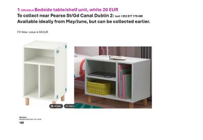 1 SMUSSLA Bedside table/shelf unit, white 20 EURbedside