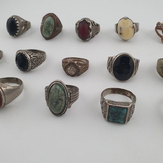 Bohemian Antique Jewellery Bundle 15 Mixed Brass Statement Rings
