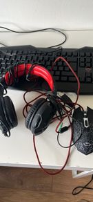 Gaming keyboard, headset & mouse