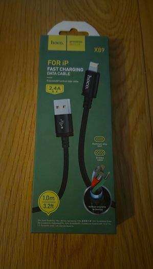 Lightning 2.4A Braided  Charging Cable 1M Black new