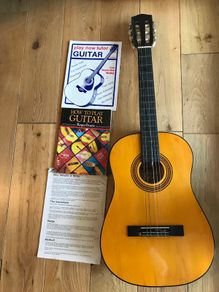 Hand -Crafted Guitar + 2 Guitar Books + Tin Whistle sheets