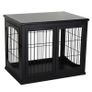 66cm/26'' Wooden Decorative Dog Cage Pet Crate Double Door Small Animal with Tabletop, Black Image 4