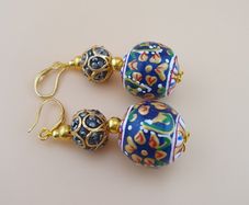 Beautiful Handmade Afghani Design Colorful Enamel Drop Earrings