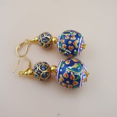 Beautiful Handmade Afghani Design Colorful Enamel Drop Earrings