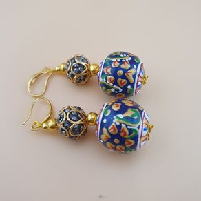 Beautiful Handmade Afghani Design Colorful Enamel Drop Earrings