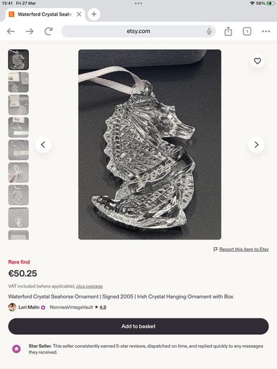 Waterford Crystal Seahorse Pendant
