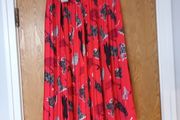 Helen Berman  (London) Red/Black  Pleated Animal Pattern.  S.14.  B.N.W.T