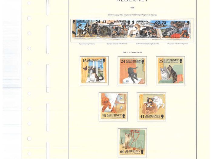 1983-1999 Alderney Stamp collection including commemorative and definitive stamps on Lighthouse hingeless pages (16 pages)