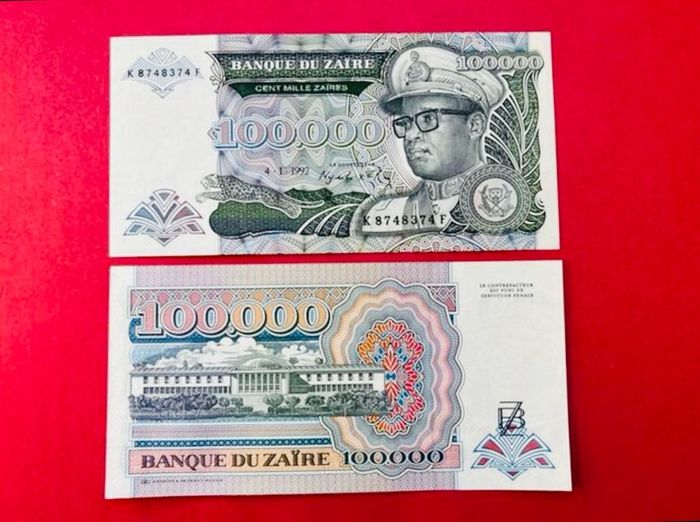 Zaire  100,000  Zaires  1992  Pick  41a   ( Uncirculated )