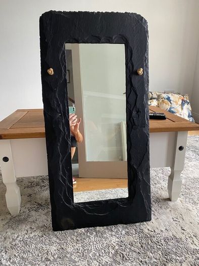 Handmade black slate mirror
