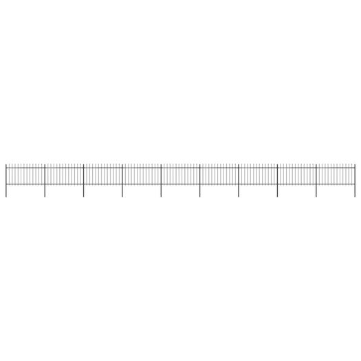 Garden Fence with Spear Top Steel 15.3x1 m Black