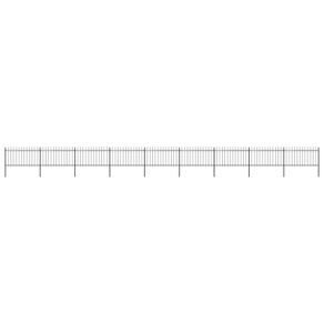 Garden Fence with Spear Top Steel 15.3x1 m Black