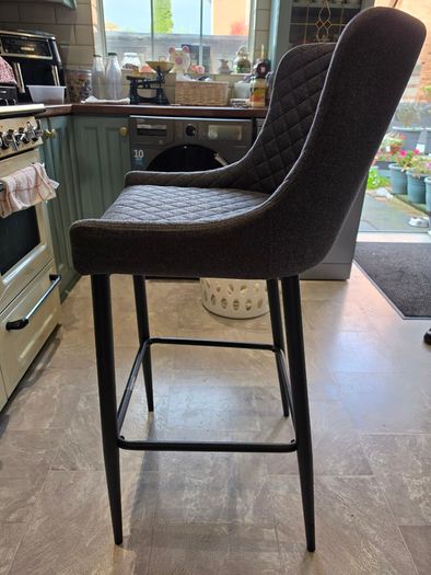 Dark grey diamond pattern bar stools - set of 4