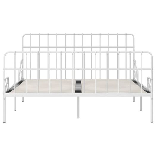Bed Frame with Slatted Base White Metal 180x200 cm