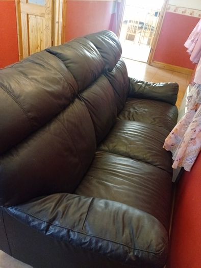 3 seater brown leather sofa