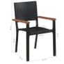 5 Piece Outdoor Dining Set Poly Rattan and Acacia Wood Black Image 7