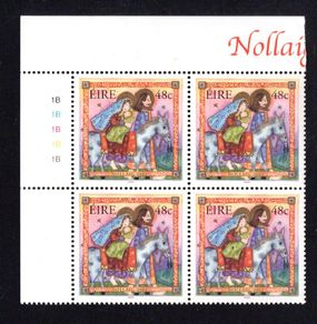2003 Ireland Christmas 48cCommemorative Stamp Plate Block 1B1B1B1B1B Mint Never Hinged (MNH)